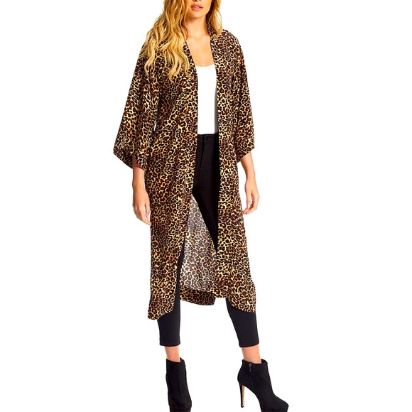 Jessica Simpson gray sand waverly jaguar kimono. 2 available sizes small & med - Picture 1 of 7